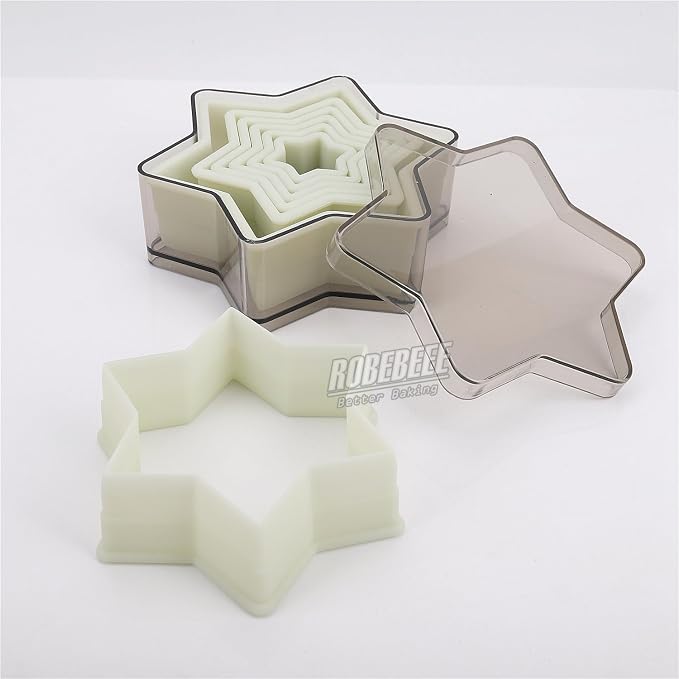 Multi-Shape Nylon Cookie Molds Round Square Star Plastic Geometry Biscuit Cutter Dough Mousse Bread Slicer DIY Bakery Utensils (Six Pointed Star)