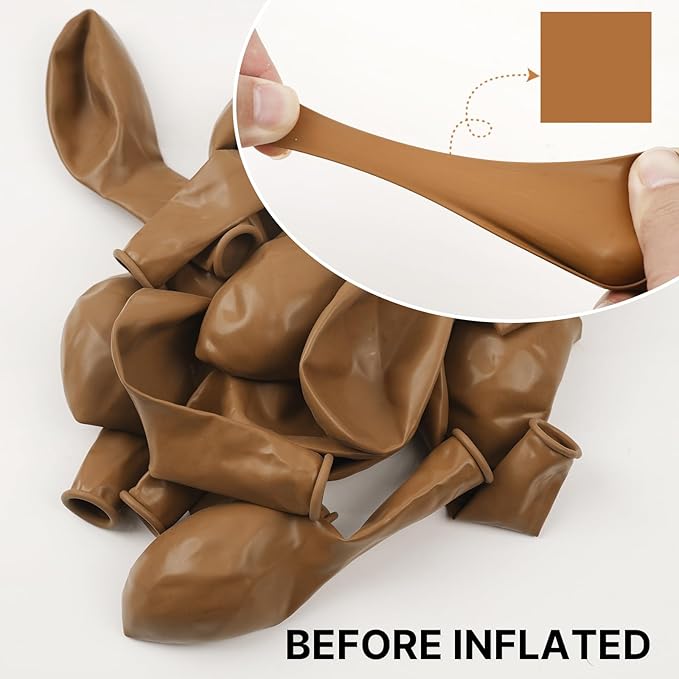 PartyWoo Tan Balloons 100 pcs 12 Inch Boho Neutral Light Brown Coffee Fall Latex Helium Balloons for Graduation Birthday Safari Boy Baby Shower Jungle Cowgirl Woodland Party Decorations Brown-F10