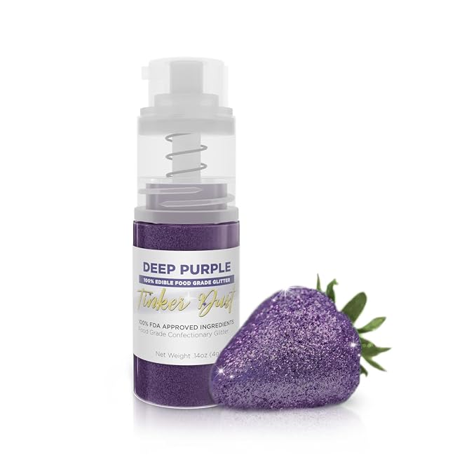 Bakell - Deep Purple Tinker Dust (4g, 1x Mini Spray Pump) Edible Glitter for Food, Desserts, and Baked goods!