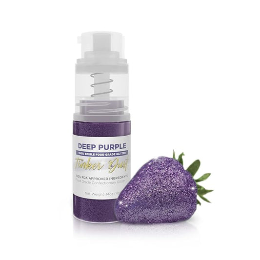 Bakell - Deep Purple Tinker Dust (4g, 1x Mini Spray Pump) Edible Glitter for Food, Desserts, and Baked goods!