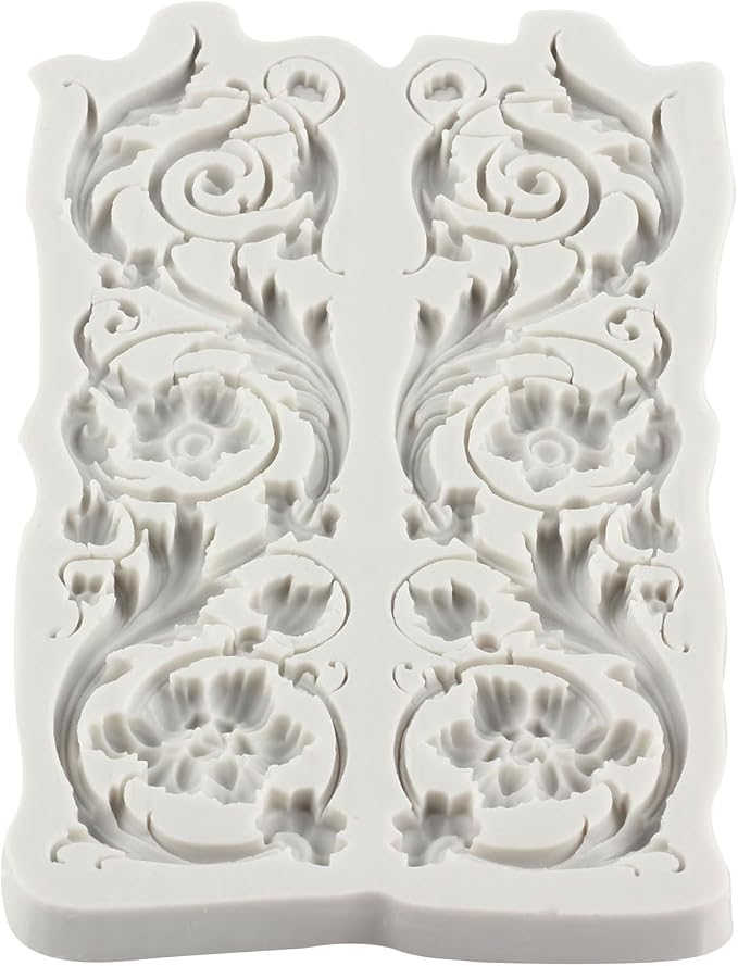 Baroque Style Curlicues Scroll Lace Fondant Silicone Mold Filigree Mold For Sugar Cake Decorating Cupcake Topper Gum Paste Polymer Clay