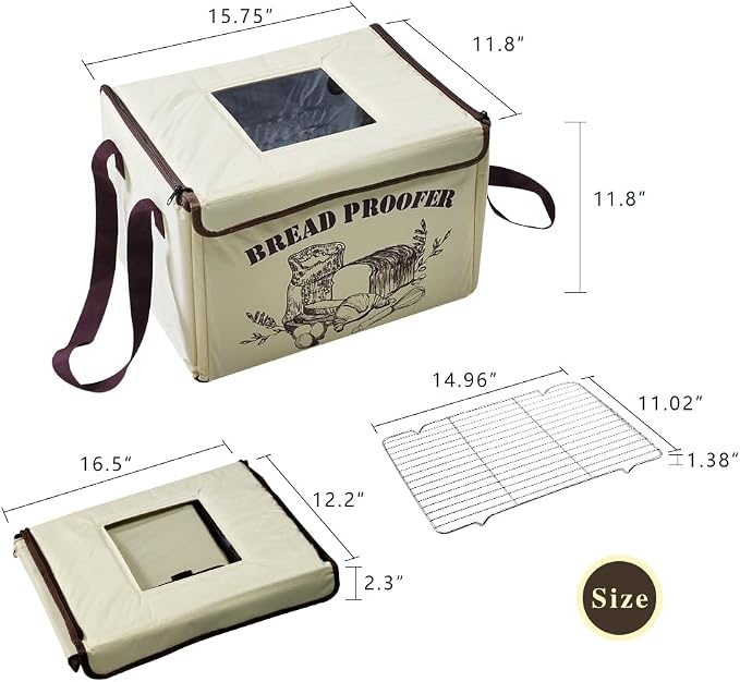 Foldable Bread Proofer, Bread Proofing Box with 50-113°F Temp Control 1-48H Timer, Sourdough Starter with Rack & NTC Sensor for Pizza Yogurt