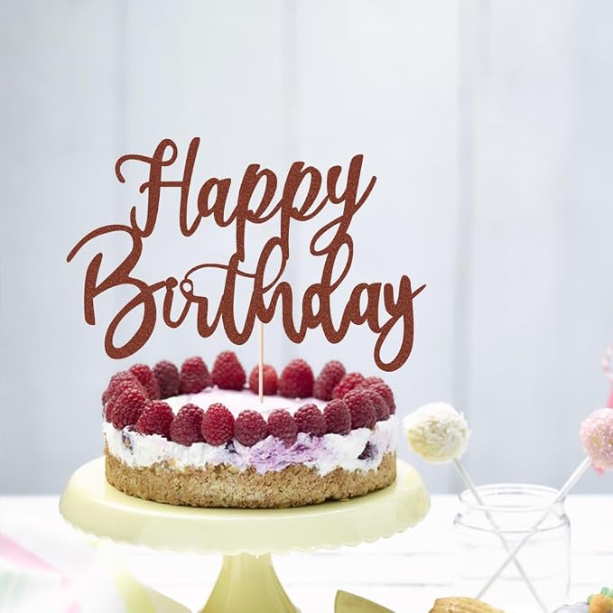 Handmade Glitter happy birthday Cake Topper, Happy Birthday Cake Bunting Decor,Birthday Party Decoration Supplies (brown)