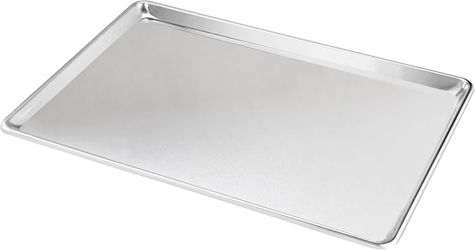 New Star Foodservice 36688 Commercial-Grade 12-Gauge Aluminum Open Bead Sheet Pan/Bun Pan, 18" L x 26" W x 1" H (Full Size) | Measure Oven (Recommended)
