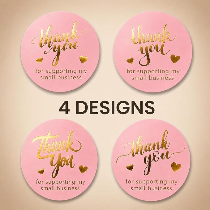 500 Thank You for Supporting My Small Business - Stickers 2 Inch Round Sticker Labels, Pink Gold Foil Thank You Labels for Packaging, Small Business Stickers for Envelopes, Boxes, Bags & Orders