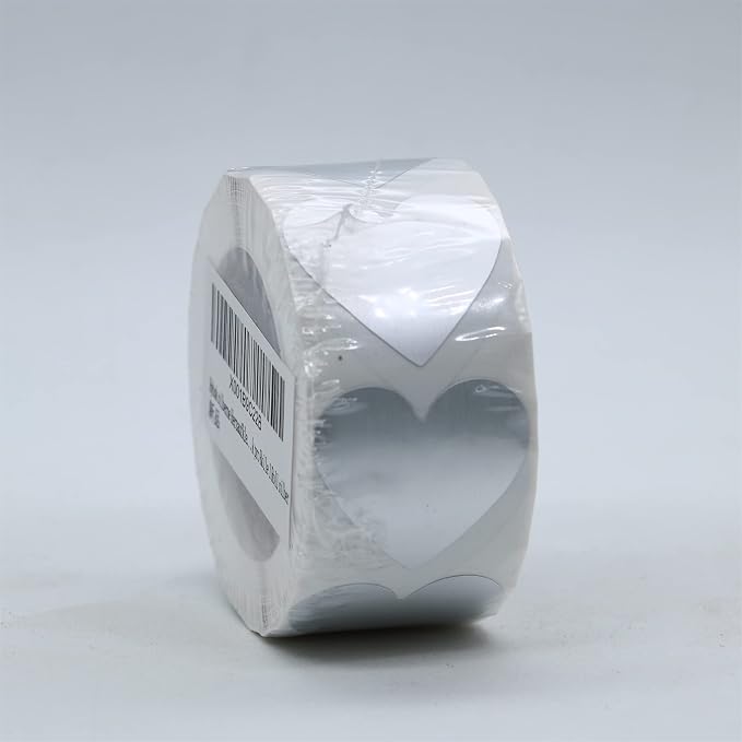 HYBSK 500pcs 30mm Silver Heart Stickers for Crafting Scrapbooking Envelope Present Seals (Silver)