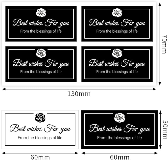 100Pcs Best Wishes for You Stickers Self Adhesive Hotel Welcoming Guest Label Flower Packing Stickers for Gift Packing Cards Candy Bags Envelopes Party Supplies