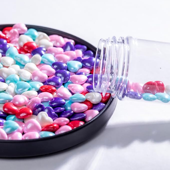 Valentine's Rainbow Heart Sprinkles,Cake Sprinkles,Cookie Sprinkles,Sugar Pearl, Edible Candy Pearls for Cake 130g 4.6OZ Cupcake Decorationg (rainbow heart)