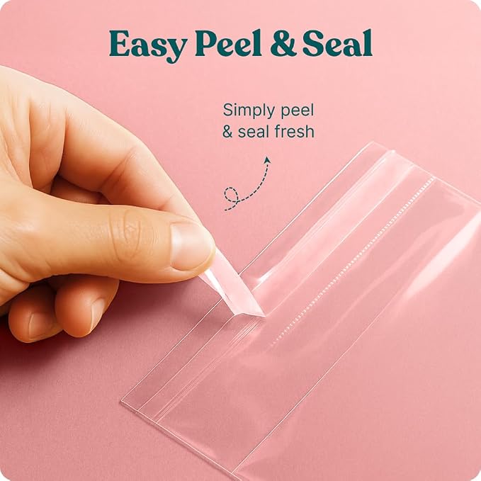 Pack It Chic - 10” X 13” Self Sealing Cellophane Bags (200 Pack) - Resealable Adhesive Clear Bags for Gifts, 10X13 Photos, Prints, Envelopes, Documents