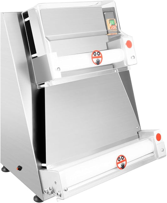 Commercial Electric Pizza Dough Roller Sheeter - 4"-16" Automatic Dough Press Machine, 370w 110v Stainless Steel Pastry Sheeter with Adjustable Thickness, for Pizza, Pasta, Bread & Noodle Making