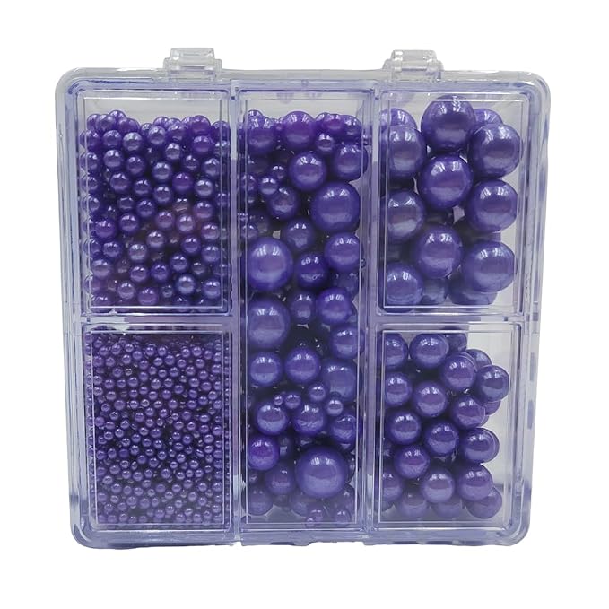 Purple Pearl Sprinkles for Cake Decorating, 4 Sizes Mix Size Sugar Pearls for Cupcake Topper, Ice Cream, Donuts, Baking Decoratings (2mm, 4mm, 7mm, 10mm)