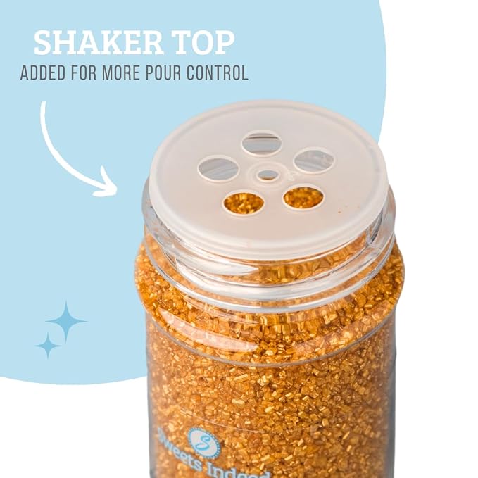 Sweets Indeed Gold Decorating Sugar – Gold Sanding Sugar Crystals for Baking & Decorating Cupcakes, Cookies, Cakes & Desserts – Wedding, Holiday & Party Topping – 5.11 ounces