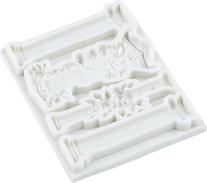 European Vintage Roman Column Silicone Mold Baroque Relief Pattern Pillar Fondant Molds for Cake Decorating Cupcake Topper Candy Polymer Clay Chocolate Gum Paste