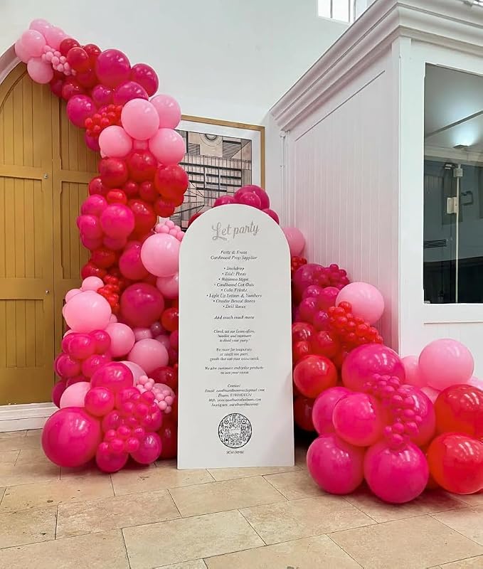 Valentine's Day Balloon Arch Kit - 157Pcs Red Heart and Lip Foil Balloons Hot Pink Red and Pink Latex Balloons Garland Kit for Valentines Day Galentines Day Anniversary Party Decorations