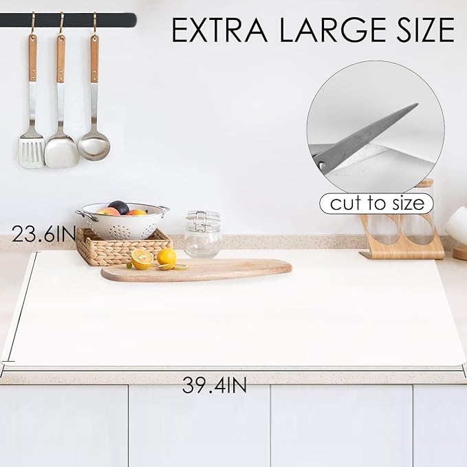 2mm Thick Extra Large Silicone Mat For Kitchen Counter 39.4"x23.6" Silicone Table Mat For Resin Workbench Mat Heat Resistant Mat Coffee Bar Mats, Translucent Extra Large Quartz Countertop Protector