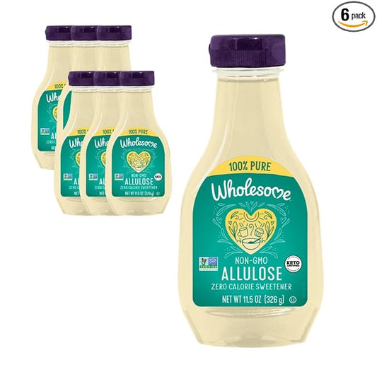 Wholesome Sweeteners 11.5-Ounce Allulose, Zero Calorie Sweetener, Keto Friendly, Non GMO, Non-Erythritol, Gluten Free & Vegan Liquid Sweetener, 6 Pack