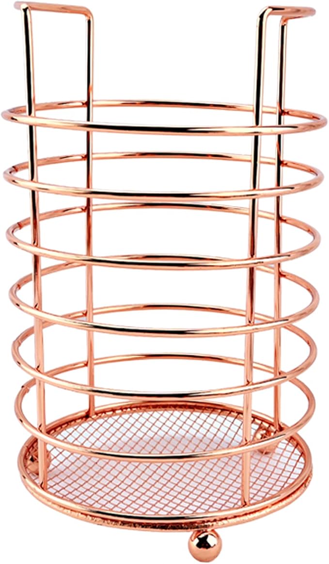 1pc Copper Cooking Utensils Stainless Steel Holder, Kitchen Utensil Holder Organizer for Countertop,Easy to Clean - Rose Gold