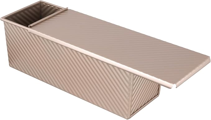 3 Pack Pullman Loaf Pans with Lid, 12 x 4 Inch Non-Stick Sandwich Bread Pan, Gold Loaf Pans for Homemade Baking Bread, Sandwiches and Toast