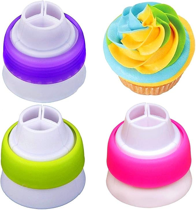 3 Packs 3 Color Icing Piping Bag Russian Nozzle Converter Coupler Icing Cake Decor Tools