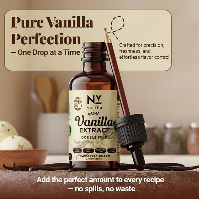 3.4oz Pure Vanilla Extract, 100% Double fold Vanilla Extract For Baking, Cooking, Drinks & Desserts, Vegan, Sugar Free. by NYVanilla