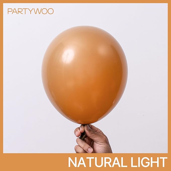 PartyWoo Tan Balloons 140 pcs Different Sizes of 18 12 10 5 Inch Boho Neutral Light Brown Coffee Fall Latex Balloon Arch Kit for Birthday Safari Boy Baby Shower Jungle Party Decorations Brown-F10
