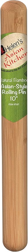 Helen's Asian Kitchen Dumpling Rolling Pin 10-Inches Natural Bamboo