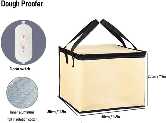 AUNMAS Bread Proofing Box with Heater, Zippered Foldable Dough Proofer with 3 Gear Adjustment for Bread Pizza Yoghurt (20L US Plug 110V)