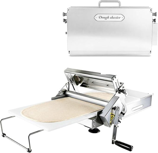 Folding Dough Sheeter, Manual Dough Rolling Machine, Adjustable Thickness, Stainless Steel Manual Dough Sheeter for Croissants, Pizza, Pastry, Home & Commercial (12") | Adjustable Thickness