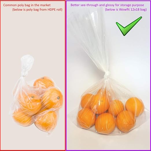 Wowfit 100 CT 17x22 Inch 1.1 Mil Clear Plastic Flat Open Poly Bags – Great for Food Storage, Clothing, Garments, Sweaters, Hoodies, and More