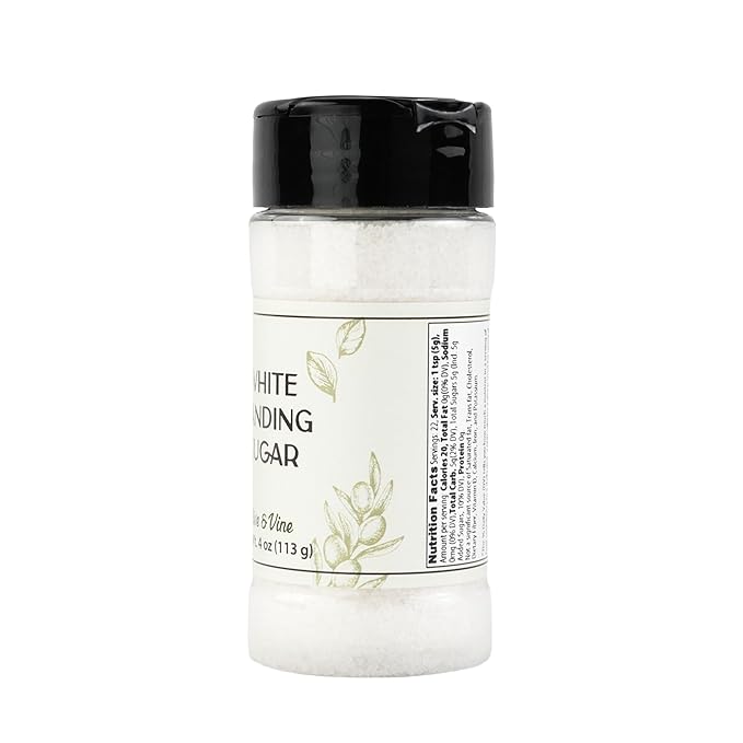 Olive & Vine White Sanding Sugar, Sweet Finish, For Baking & Decorating, Rich Tradition, Authentic Taste, For Global Recipes (4 Ounce)