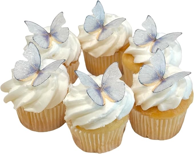 Edible Butterflies with Edible Glitter Kit - Wafer Paper Butterflies for Cakes - Cake Decorations - Cupcake Decorations - Cake Toppers (Lavender)