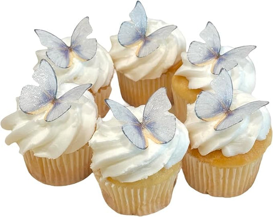 Edible Butterflies with Edible Glitter Kit - Wafer Paper Butterflies for Cakes - Cake Decorations - Cupcake Decorations - Cake Toppers (Lavender)