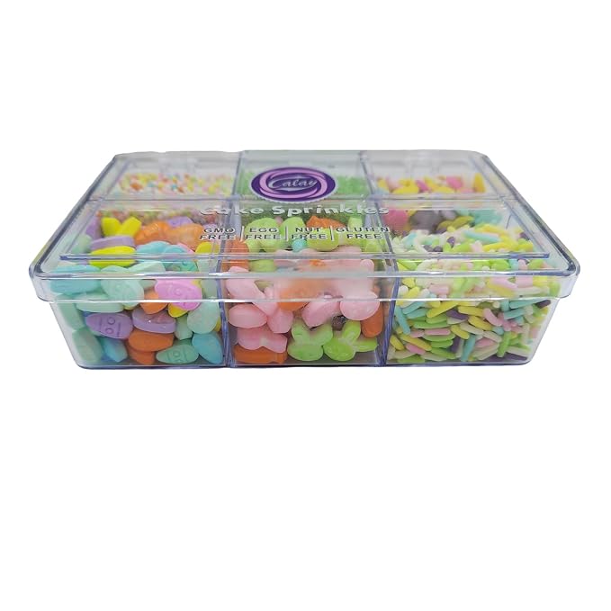 Easter Sprinkles, Edible Bunny Carrots Sprinkle, Rainbow Sprinkles with Jimmies Nonpareils Sanding Sugar for Cake Decorating, Baking, Ice Cream, Cookies Decorations, Cupcake Toppers
