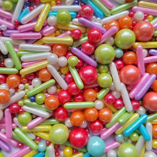 Edible Multicolor Pearl Sugar Sprinkles Candy Mix Size Baking Edible Cake Decorations Cupcake Toppers Cookie Decorating Wedding Party Valentine Halloween Christmas Supplies 85g/3oz