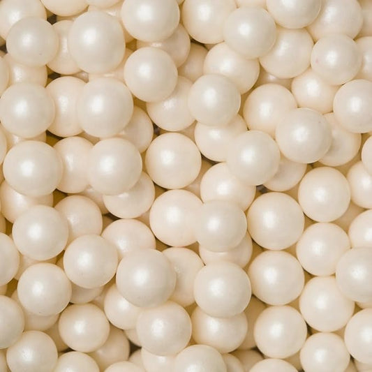 8MM WHITE SUGAR PEARLS - 4 oz shaker jar - Edible Sugar Pearls for Cakes, Cupcakes, Cookies, Icing, Chocolate