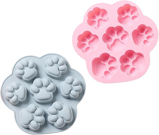 STOBAZA 2Pcs Non-stick Silicone Cat Paw Baking Molds Kit Pink Blue for DIY Cookies Chocolate Fondant Wear-resistant Household Silicone Mold for Cake Decorating and Craft Modeling