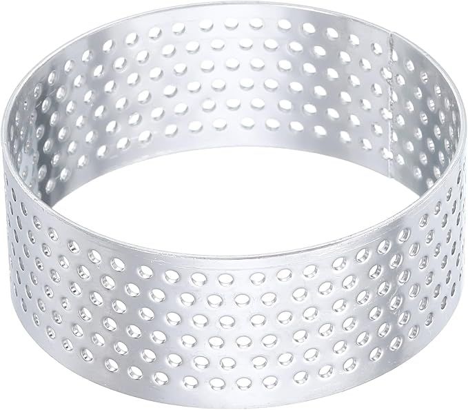HARFINGTON Stainless Steel Tarts Rings 2" Perforated Metal Circle Baking Dessert Mousse Round Cake Ring Non Stick for Home Kitchen Food Cheese Making Tool