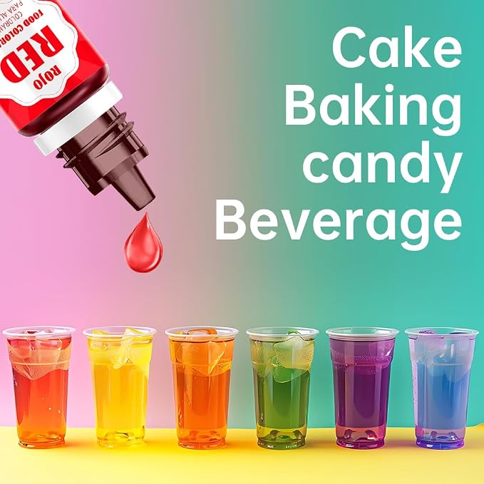 Food Coloring - Concentrated Liquid Food Coloring Set - Neon Liquid Food Color Dye for Baking, Decorating, Icing, Cooking, Slime Making Kit and DIY Crafts, 6ml Bottles (0.2 Fl. Oz) (0.2 Fl. Oz(Pack of 24))