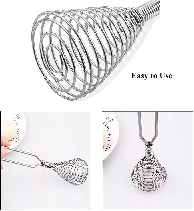 Stainless Steel Spring Coil Whisk 1 Pack, Wire Whip Egg Beater, Kitchen Cookware Hand Mixer For Cooking, Mixing, Blending, Beating, Stirring, 8.7 Inch