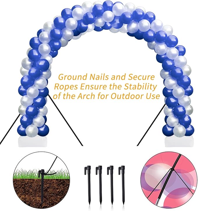 RUBFAC Balloon Arch Kit, 8ft Tall & 9ft Wide Adjustable Balloon Arch Frame Stand with 2 PVC Bases,2 Water Fillable Bags, 50pcs Balloon Clips for Wedding Party Baby Shower Supplies Christmas Decoration