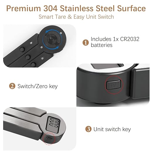 Portable Food Scale, Folding Digital Kitchen Scale, Mini Pocket Gram Ounce Scale for Travel Diet Calorie Control Cooking