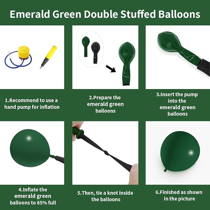 Emerald Green Double Stuffed balloons Different Size 115Pcs 5/10/12/18 Inch Dark Green Balloons Balloon Garland Arch kit for Birthday Baby Shower Jungle Safari Christmas Party