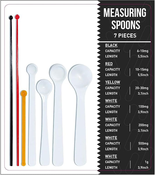 Dosing spoon | milligram measuring spoons set of 7 | exact dosing from 6 mg to 1g | mg measuring spoons for powder