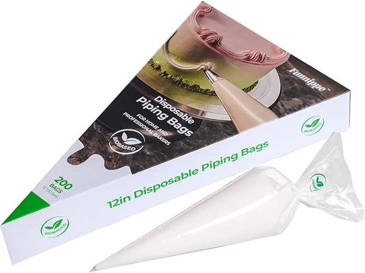Disposable Piping Bags, Biobased Cake Decorating Bags, Eco-Friendly Pastry Bags, 12 Inch, Anti-Burst, Pack of 200