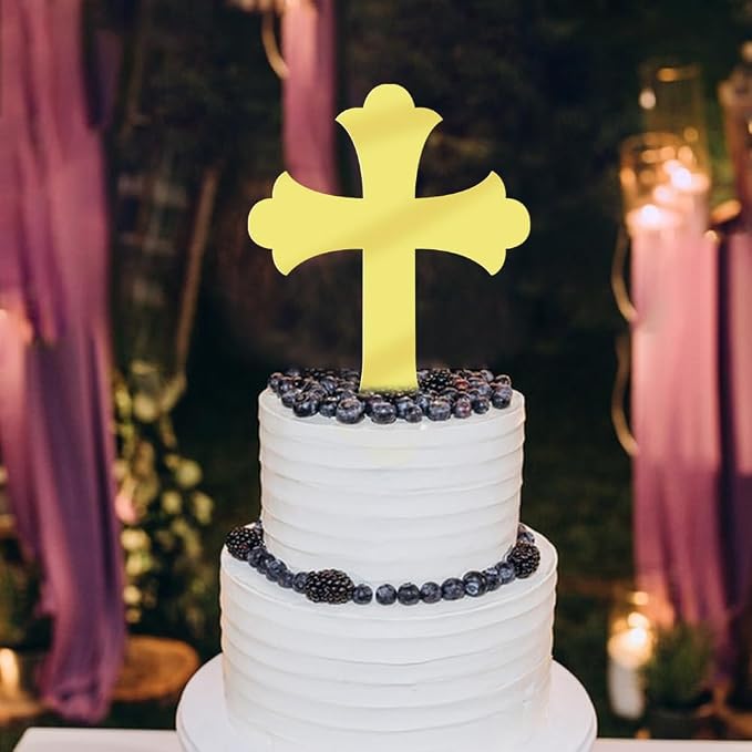 12 Pieces Acrylic gold Cross Cake Topper,Baptism,First Communion,Baby shower cake topper,Religious cake decorations