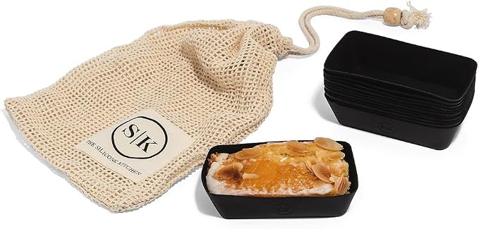 The Silicone Kitchen Silicone Individual Mini Loaf Pans - Reusable, Non-Toxic, BPA Free, Dishwasher Safe, Bento Box Accessories (12 Pack, Black)
