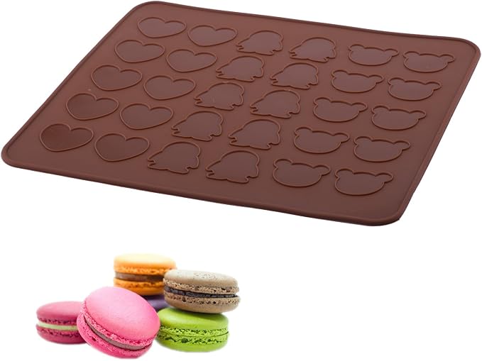 beicemania® Silicone Classic Bear Heart Penguin Macaron Baking Mat for 15 Macarons Macaroons Biscuits Cookies
