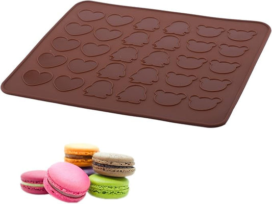 beicemania® Silicone Classic Bear Heart Penguin Macaron Baking Mat for 15 Macarons Macaroons Biscuits Cookies