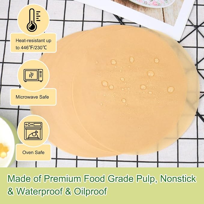 BOYAN Parchment Paper Rounds, Set of 220, Non Stick 9 Inch Parchment Paper for Baking, Pre-cut Cake Pan Parchment Paper Sheet for Round Cake Pan, Springform Pan, Air Fryer and More