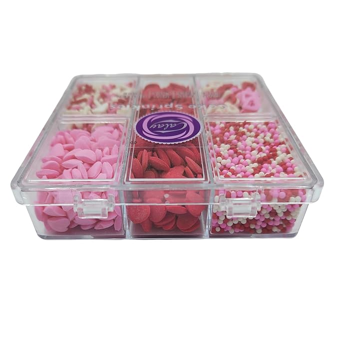 Valentines Sprinkles for Cake Decorating, Edible Pink, White and Red Heart Sprinkles for Baking, Ice Cream, Cookies, Valentines Cupcake Topper